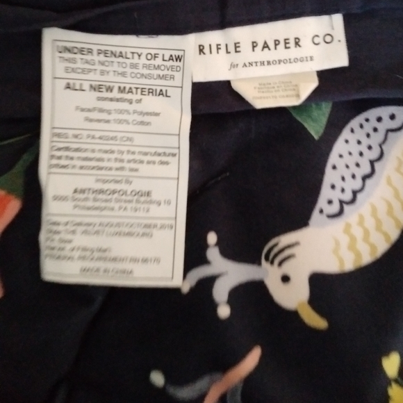 Anthropologie Rifle Paper Velvet Luxembourg Navy Blue Floral King Shams One Pair - Picture 4 of 5